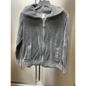 White Stag Womens Gray Fleece Full Zip Jacket Size Medium 8-10 Pockets